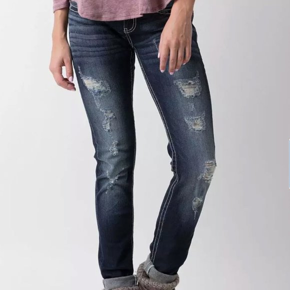 BKE Sabrina Skinny Stretch Jean Dade Distress Size 26 Regular - Picture 1 of 6